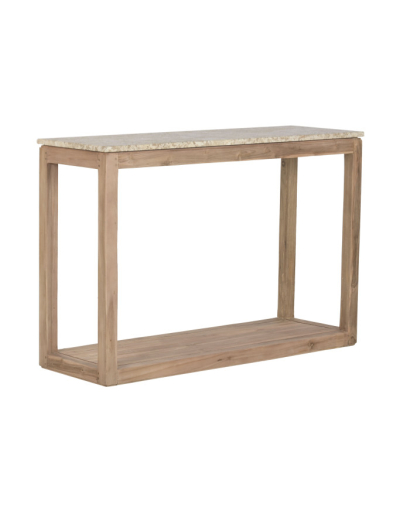 Console African en Bois Recyclé et Marbre - Beige