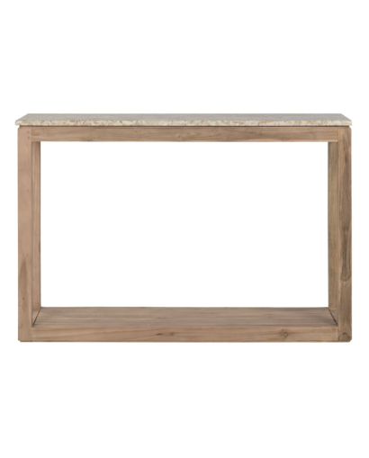 Console African en Bois Recyclé et Marbre - Beige