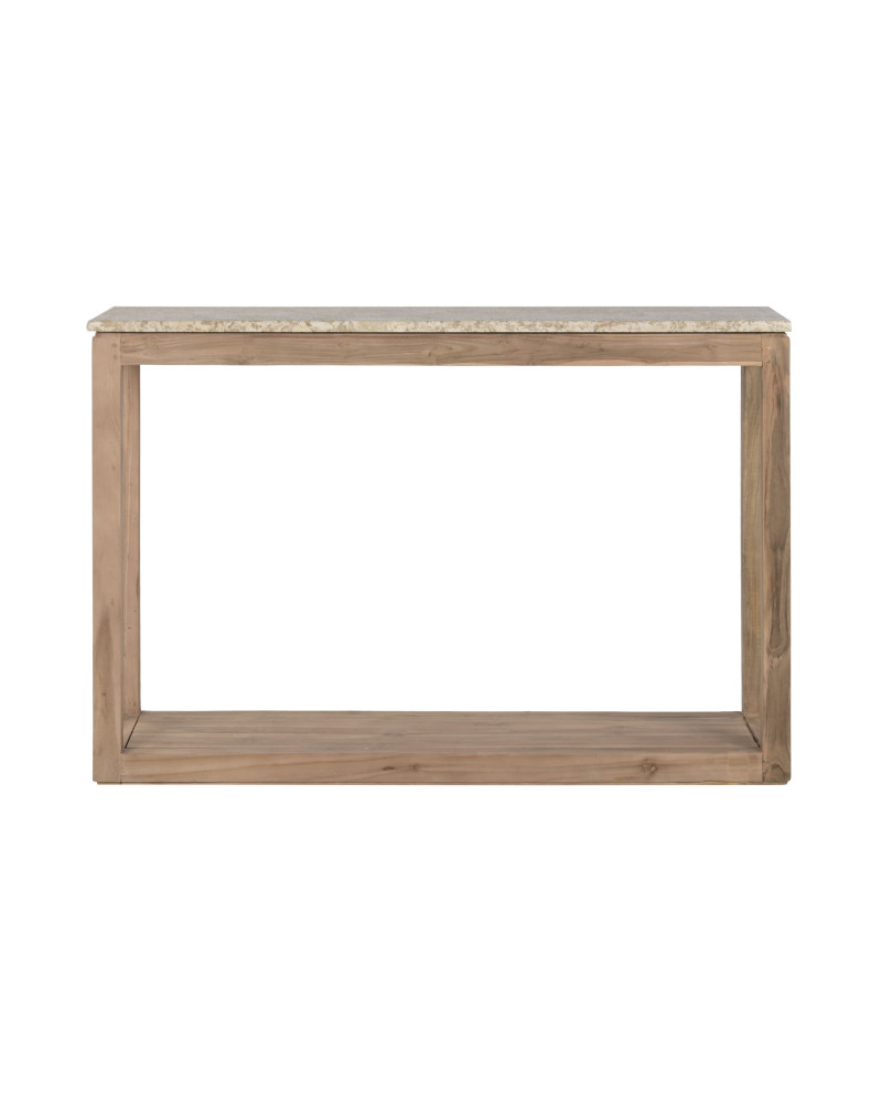 Console African en Bois Recyclé et Marbre - Beige