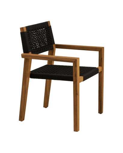 Chaise de Salle à Manger Anzio en bois d'acacia - Noir et Naturel