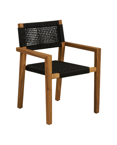 Chaise de Salle à Manger Anzio en bois d'acacia - Noir et Naturel