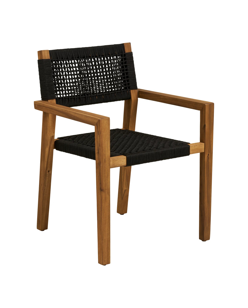 Chaise de Salle à Manger Anzio en bois d'acacia - Noir et Naturel