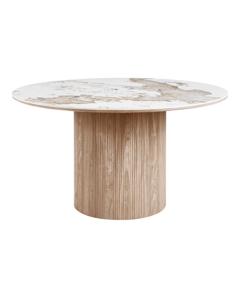 Table à manger Athens en Céramique - Blanc et Brun