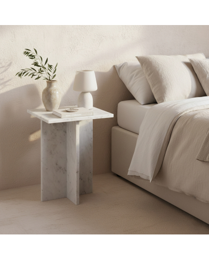 Table d'appoint Beijing en Marbre - Blanc