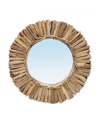 Miroir Couronne en Bois Flotté - Naturel - Taille M