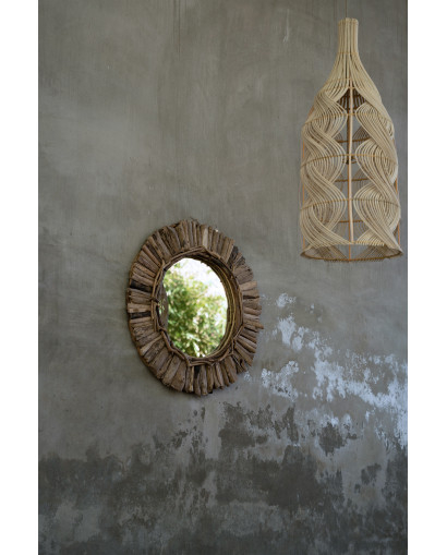 Miroir Couronne en Bois Flotté - Naturel - Taille M