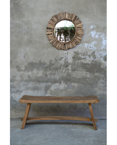 Miroir Couronne en Bois Flotté - Naturel - Taille M