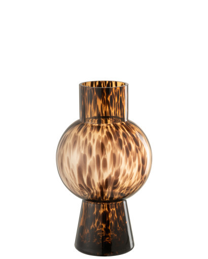 Vase & Pot Vase Boule Pois Marron en Verre - Taille M