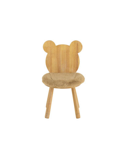 Chaise Pour Enfant Bear en Bois - Naturel et Beige