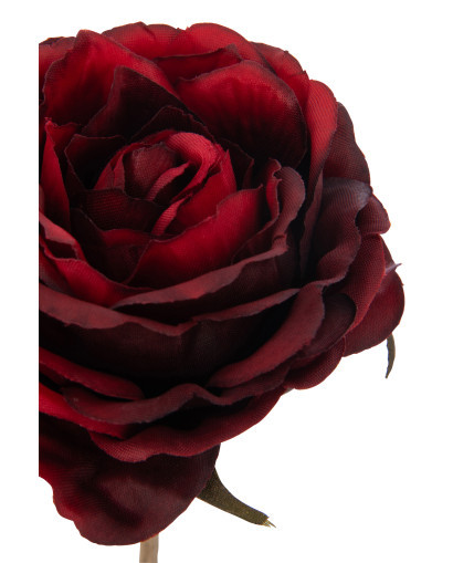 Fleurs Séchées Rose Une Tige Plastique - Rouge et Or - Taille S