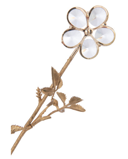 Branche Fleurs en Plastique - Cristal et Or - Taille L